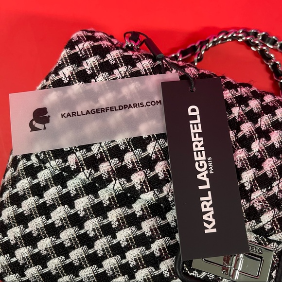 💔SOLD! NWT KARL LAGERFELD DOUBLE FLAP DOUBLE CHAIN 2 WAY BAG - Picture 11 of 16